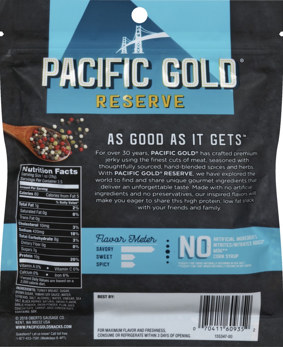 slide 5 of 8, Pacific Gold Reserve Cracked Peppercorn Turkey Jerky, 8 ct; 2.5 oz