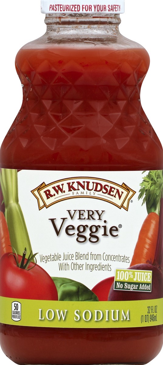 slide 5 of 6, R.W. Knudsen Low Sodium Very Veggie Blend Juice, 32 oz
