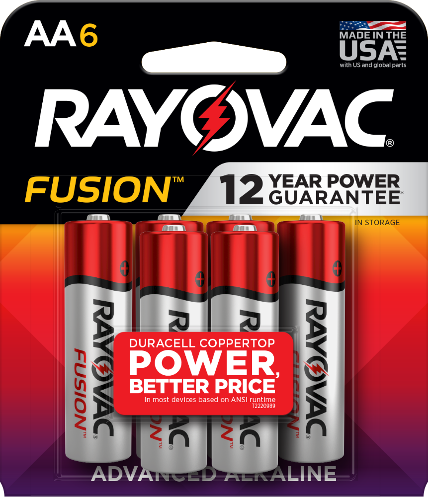 slide 1 of 5, Rayovac Fusion AA Batteries (6 Pack), Double A Alkaline Batteries, 6 ct