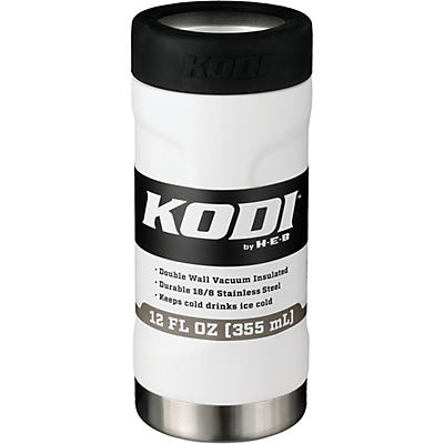 slide 1 of 1, Kodi by H-E-B White Matte Stainless Steel Slim Can Insulator, 12 oz