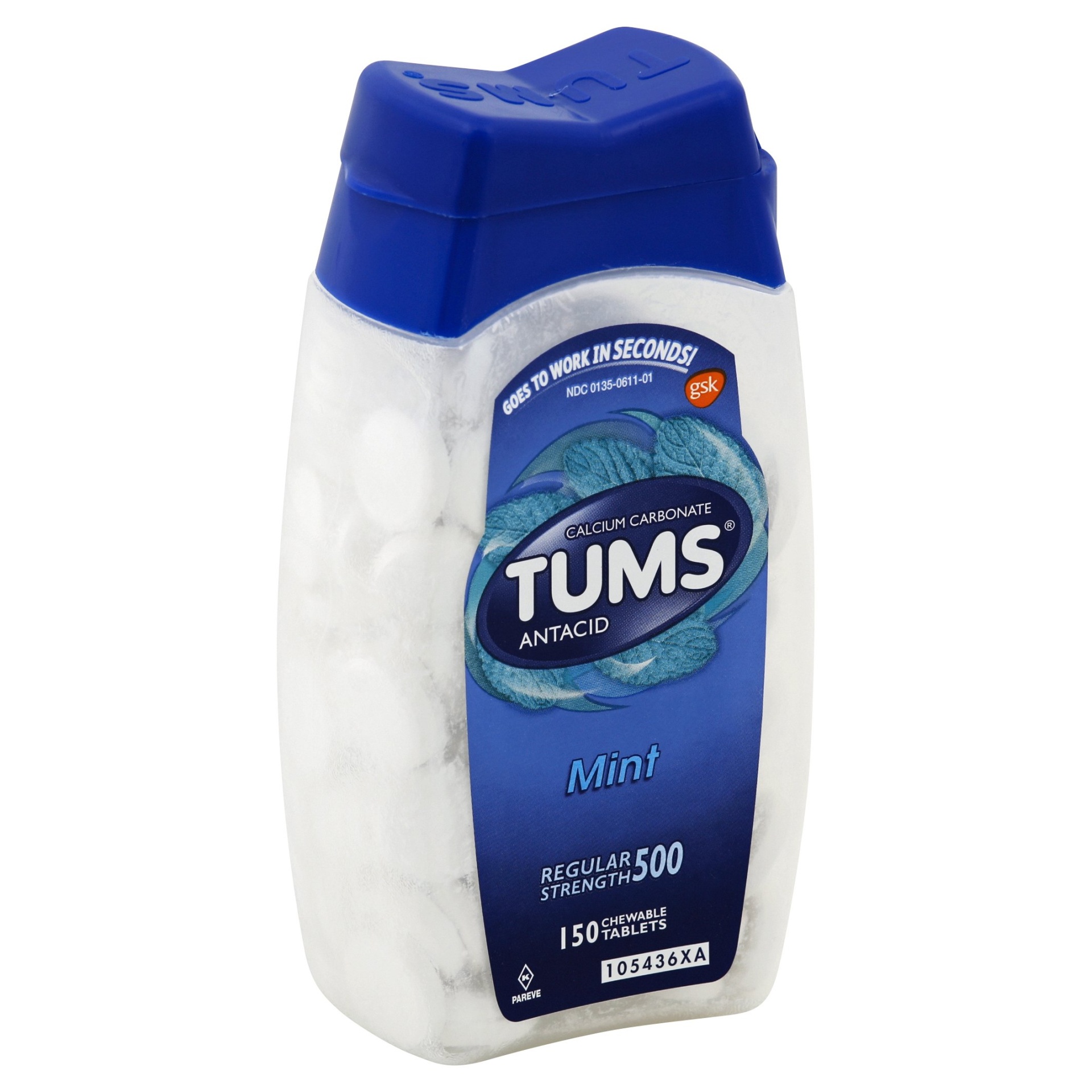 slide 1 of 5, Tums Peppermint Antacid, 150 ct