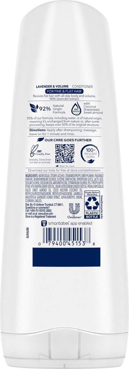 slide 9 of 13, Dove Volumizing Conditioner Lavender & Volume, 12 fl oz, 12 fl oz