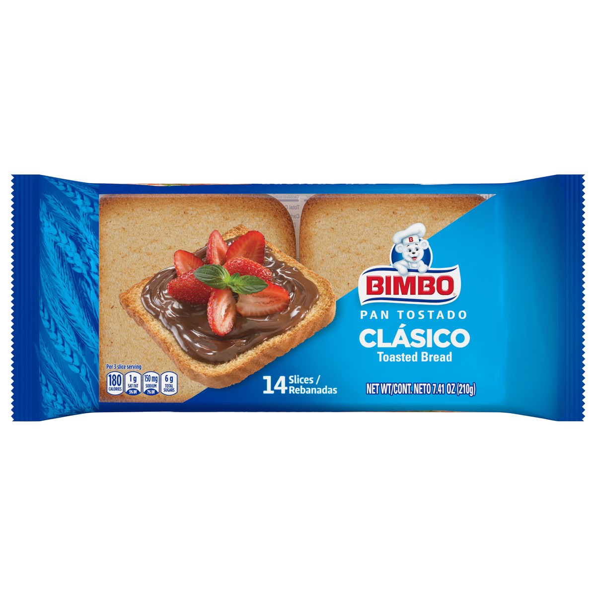 slide 1 of 14, Bimbo Pan Tostado Classic Toasted Bread, 14 count, White Toasted Bread, 7.41 oz Bag, 14 ct