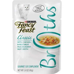 Purina Fancy Feast Lickable Wet Cat Food Broth Topper, Classic With Chicken and Vegetables