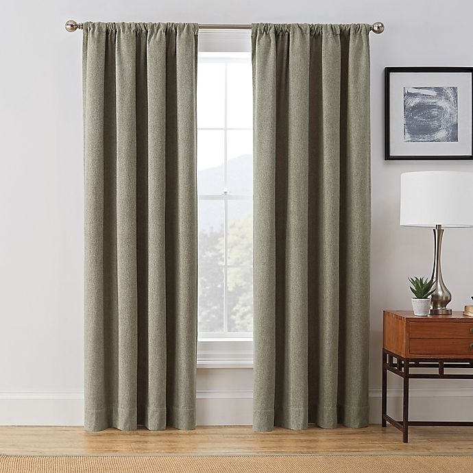 slide 1 of 5, Brookstone Harvey Rod Pocket Room Darkening Window Curtain Panel - Green, 95 in