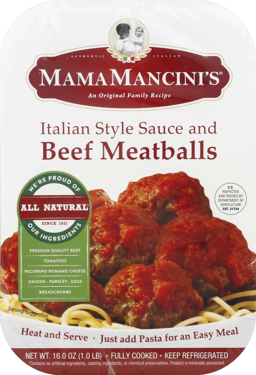 slide 4 of 4, MamaMancini's Mama Mancini's Italian Style Sauce and Beef Meatballs 16.0 oz, 16 oz