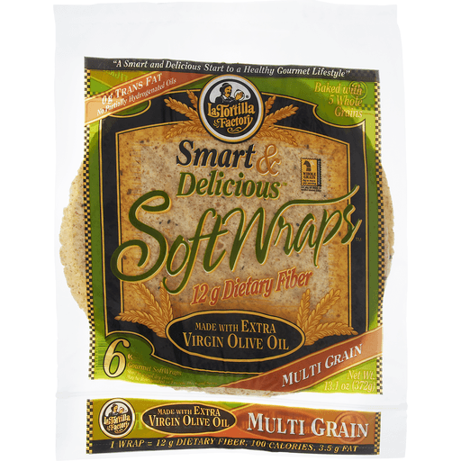 slide 1 of 8, La Tortilla Factory La Tortilla Smart & Delicious Multi Grain Soft Wraps, 13.1 oz