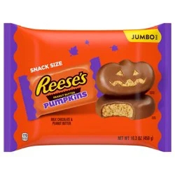 Reese's Milk Chocolate Snack Size Peanut Butter Pumpkins, Halloween Candy Jumbo Bag, 16.2 oz