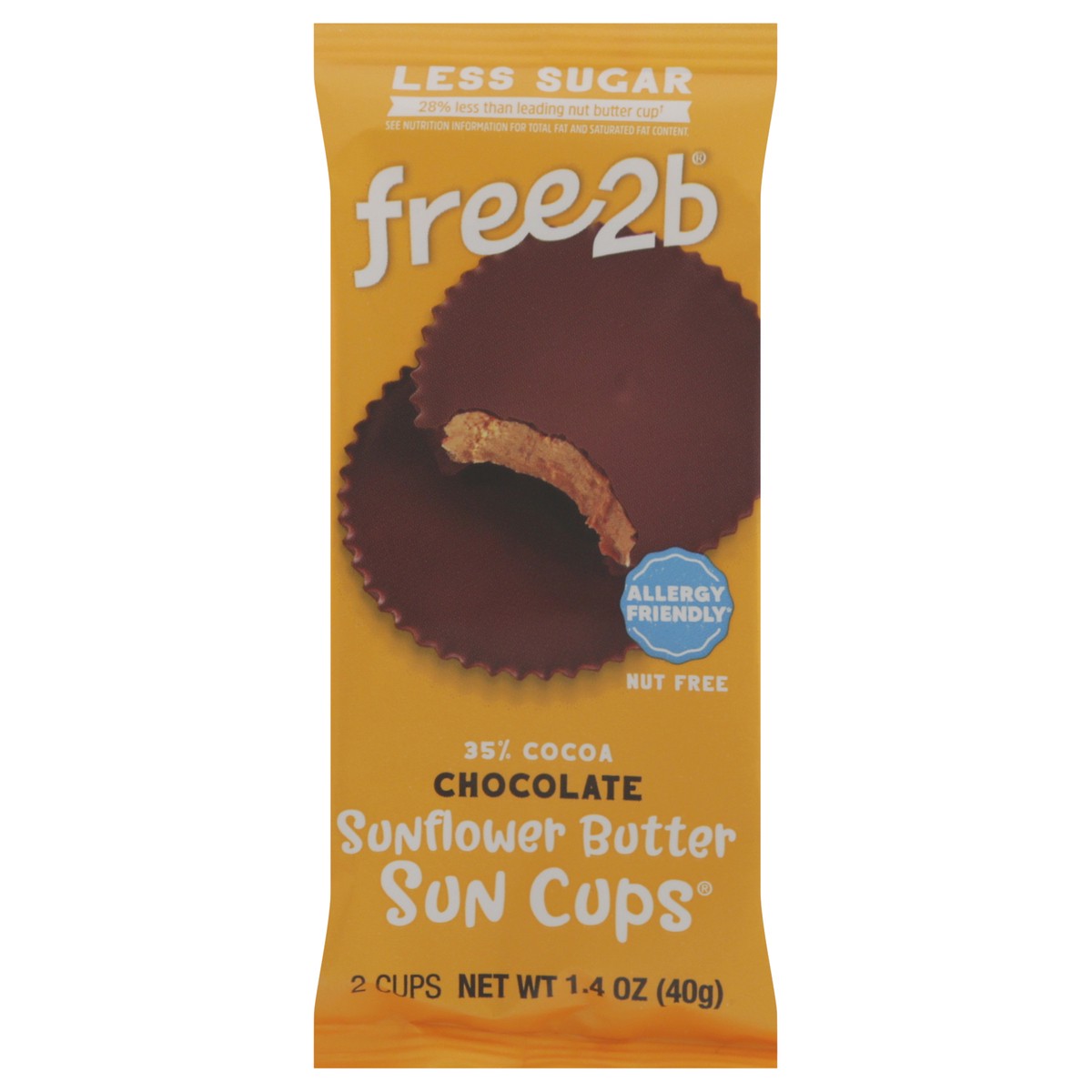 slide 1 of 1, free2b Chocolate Sunflower Butter Sun Cups 2 ea, 2 ct