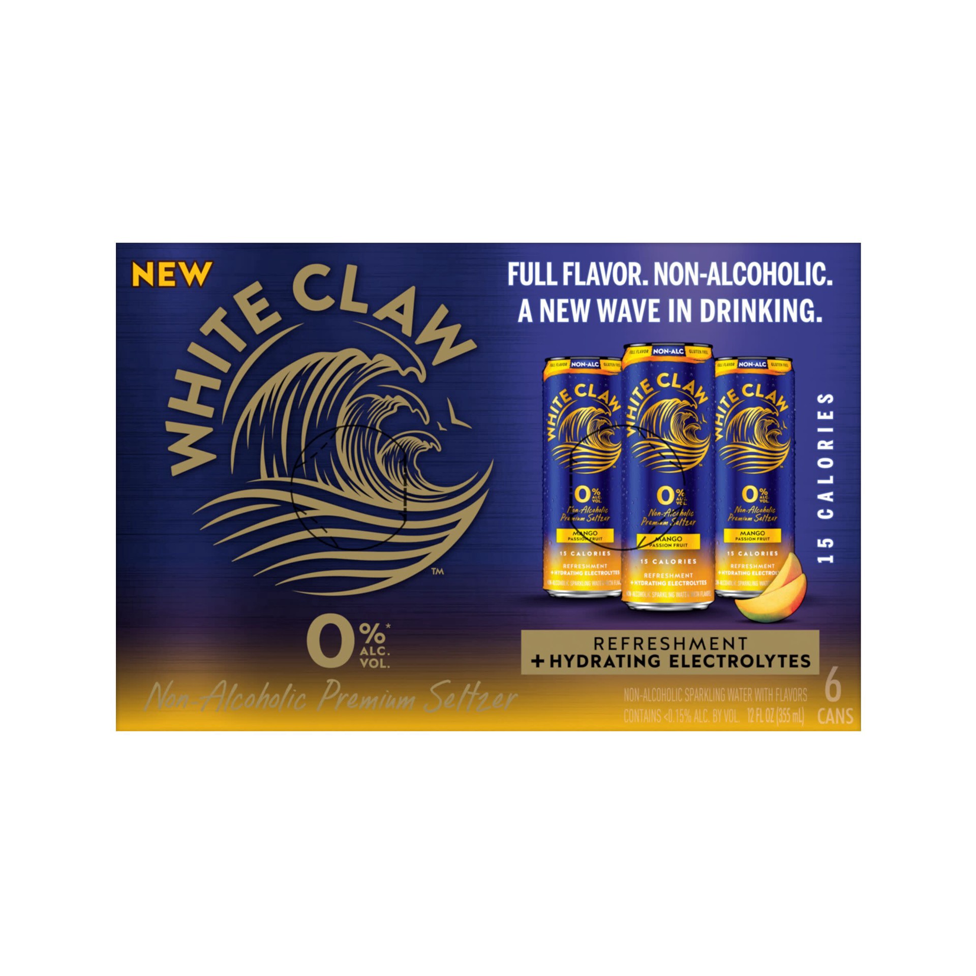 slide 8 of 10, White Claw Zero Proof Mango Passionfruit, 6 Pack, 12 fl oz Cans, 12 fl oz