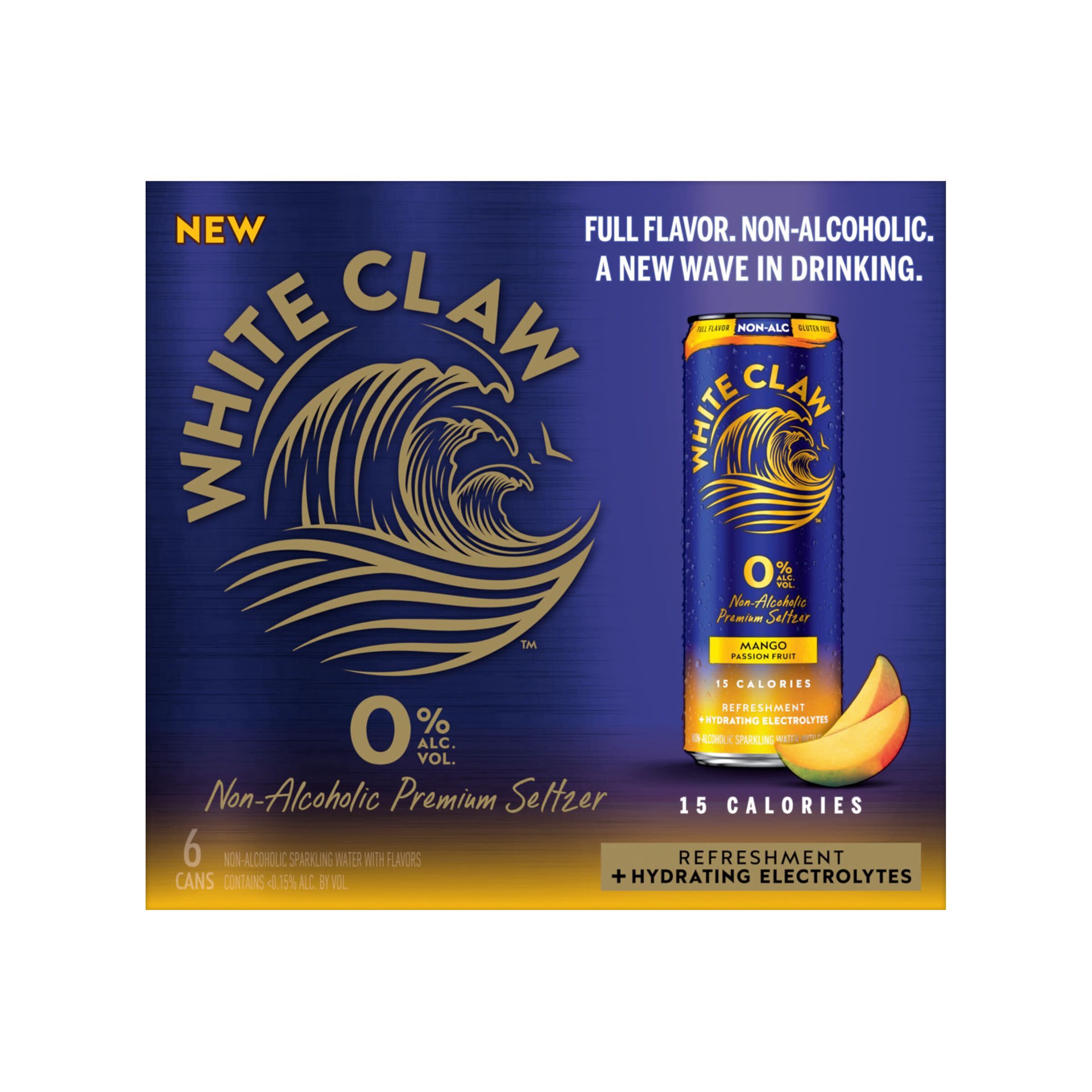slide 2 of 10, White Claw Zero Proof Mango Passionfruit, 6 Pack, 12 fl oz Cans, 12 fl oz