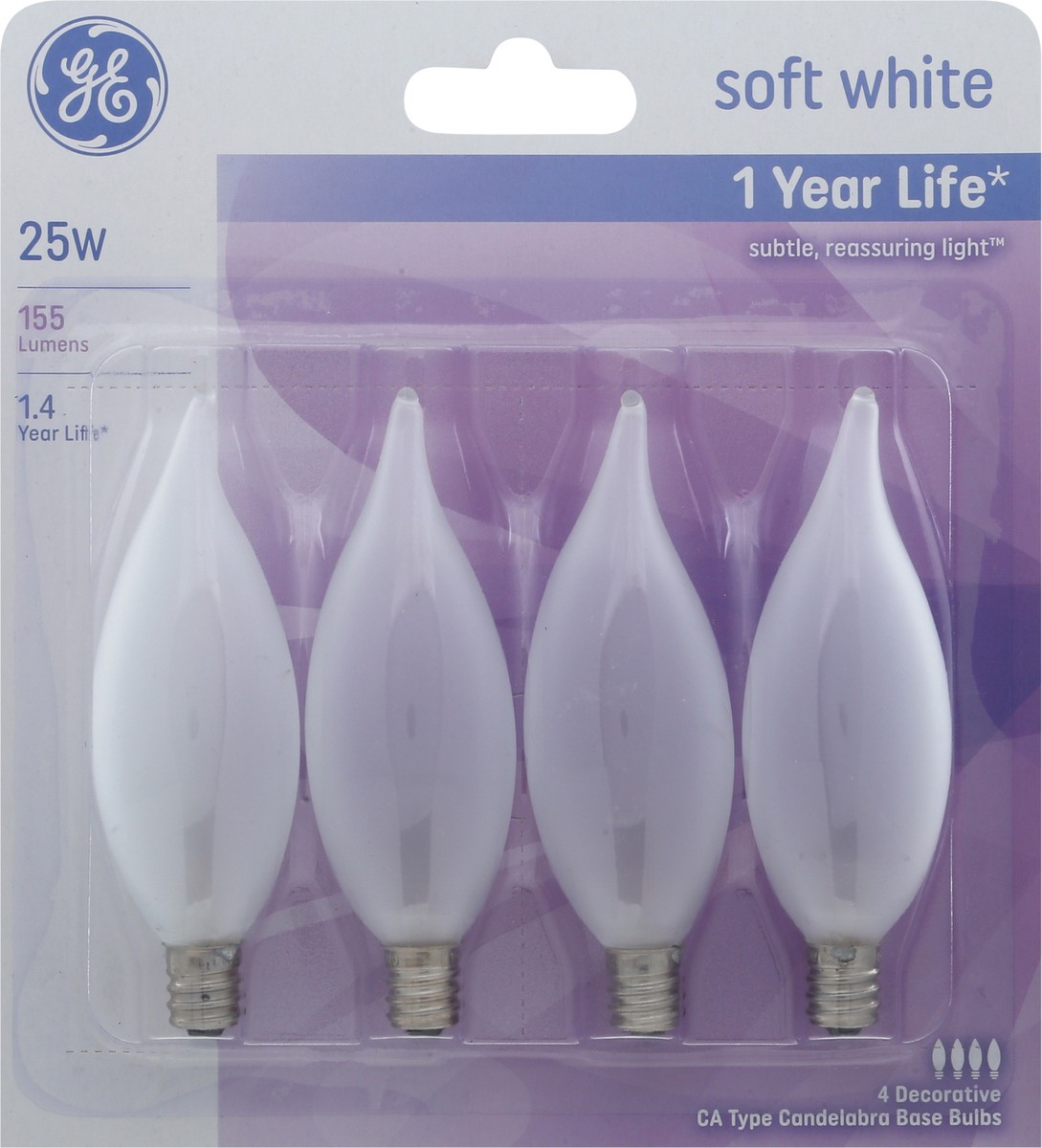 slide 4 of 9, Ge 25-Watt Bent Tip Candelabra Base Light Bulbs, 4 ct