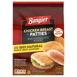 Banquet Chicken Breast Patties, Frozen Meal, 24 oz.