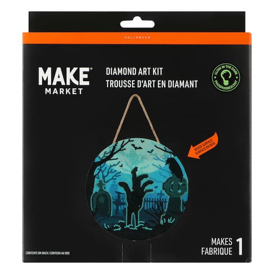 slide 1 of 4, 8" Graveyard Round Wood Plaque Diamond Art Kit By Make Market, 8 in