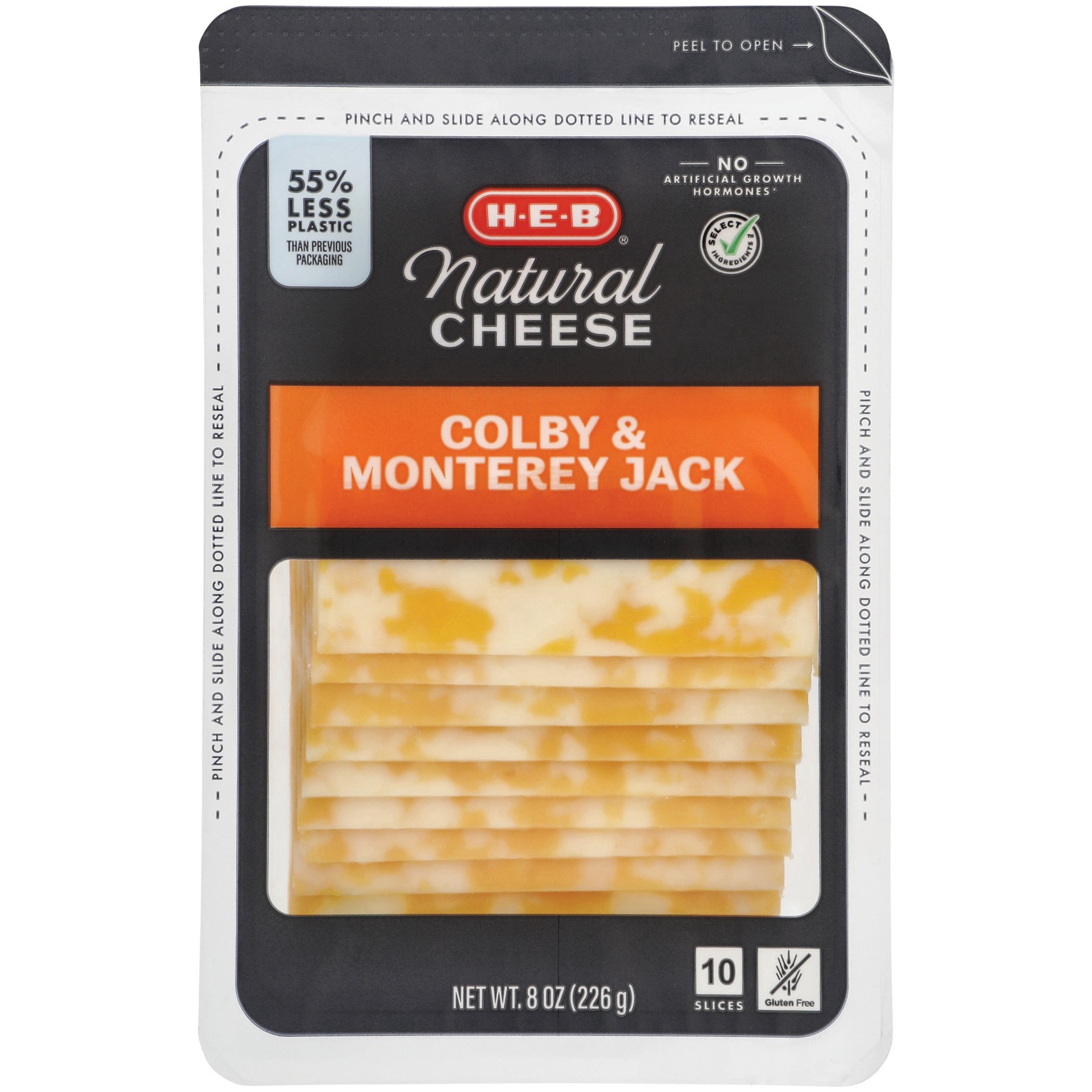 slide 1 of 1, H-E-B Colby & Monterey Jack Sliced Cheese, 10 ct