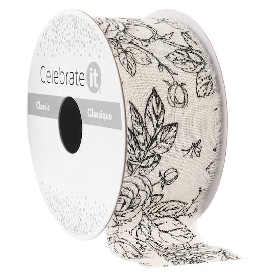 slide 1 of 2, 1.5" X 3yd. Natural Rose Cotton Ribbon By Celebrate It Classic, 1.5 in x 3 yd