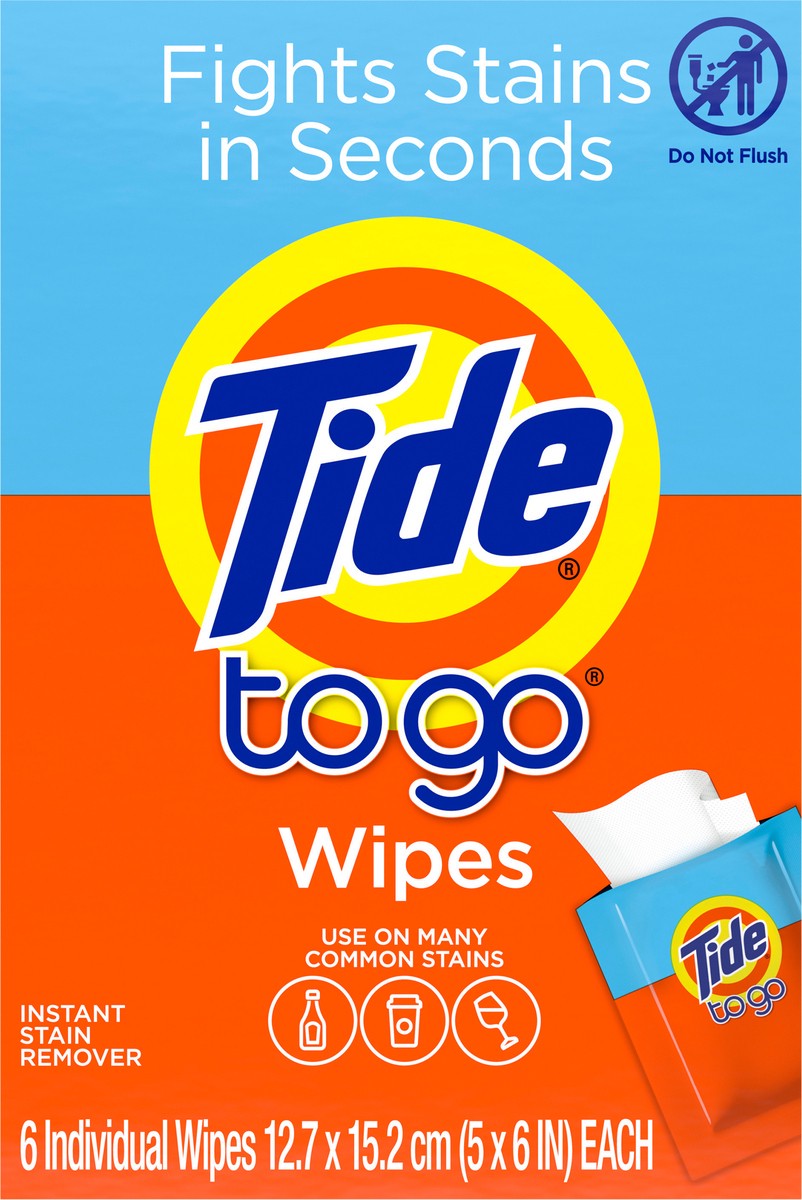 slide 2 of 5, Tide To Go Instant Stain Remover Wipes 6 ea, 6 ct