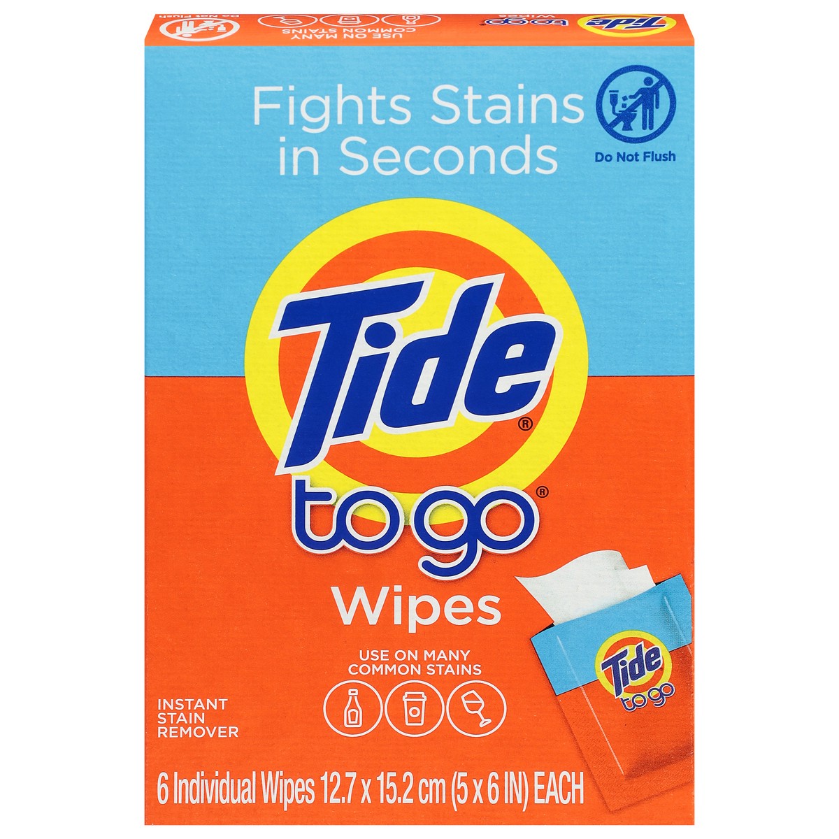 slide 1 of 5, Tide To Go Instant Stain Remover Wipes 6 ea, 6 ct