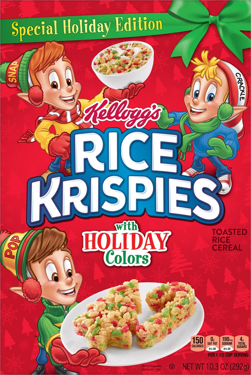 slide 6 of 8, Rice Krispies Kellogg's Rice Krispies Breakfast Cereal Original with Red and Blue Krispies, 9.9 oz