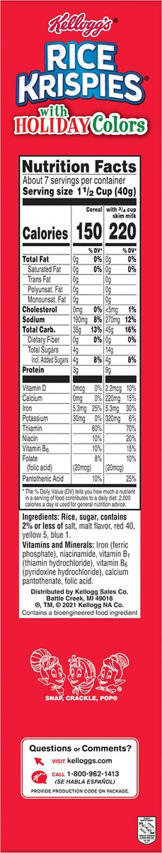 slide 3 of 8, Rice Krispies Kellogg's Rice Krispies Breakfast Cereal Original with Red and Blue Krispies, 9.9 oz