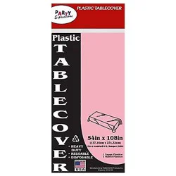 Table Mate Pink Valentine Plastic Table Cover - Each
