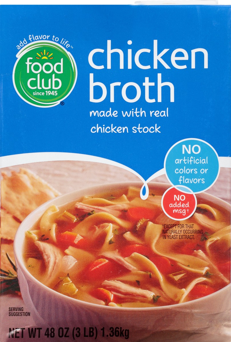 slide 1 of 10, Food Club Chicken Broth 48 oz Brick, 48 oz