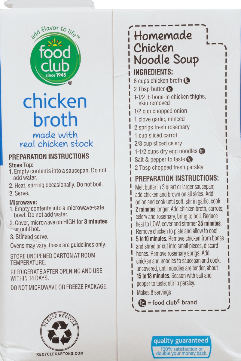 slide 7 of 10, Food Club Chicken Broth 48 oz Brick, 48 oz