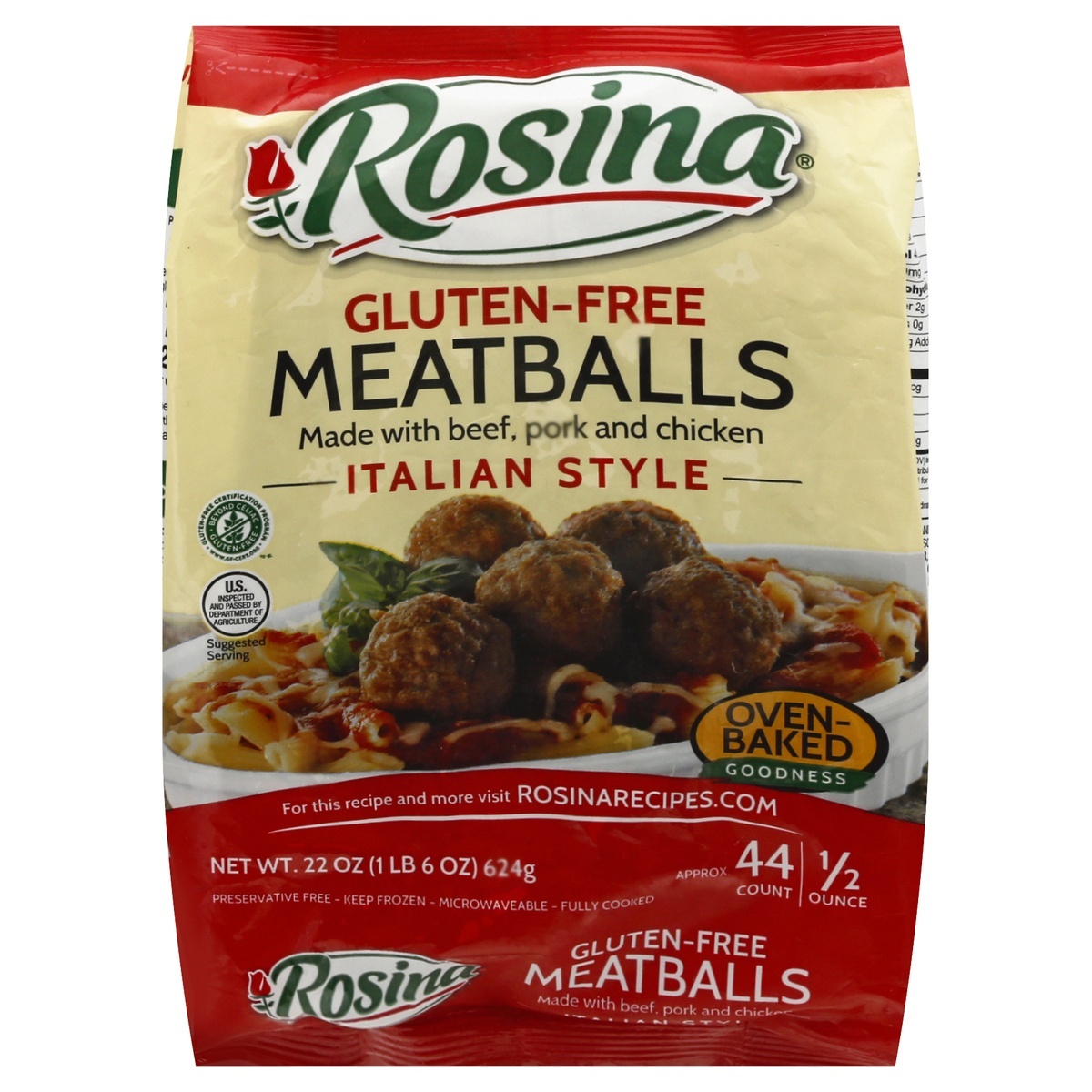slide 1 of 1, Rosina Gluten-Free Meatballs Italian Style, 22 oz