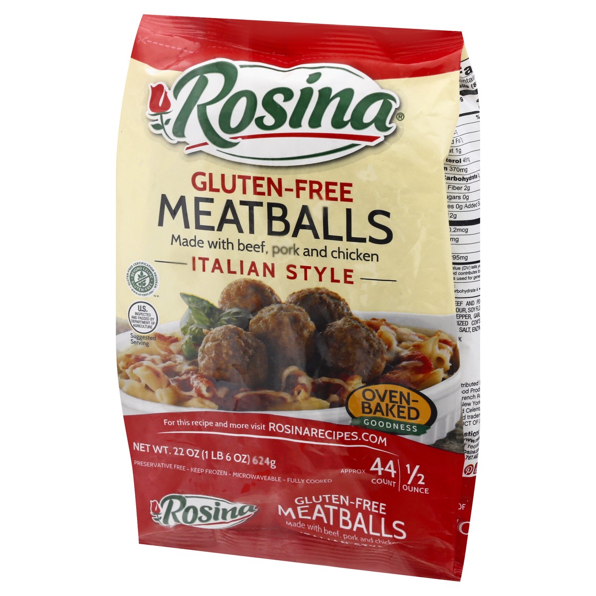 slide 5 of 12, Rosina Gluten-Free Italian Style Meatballs 22 oz, 22 oz