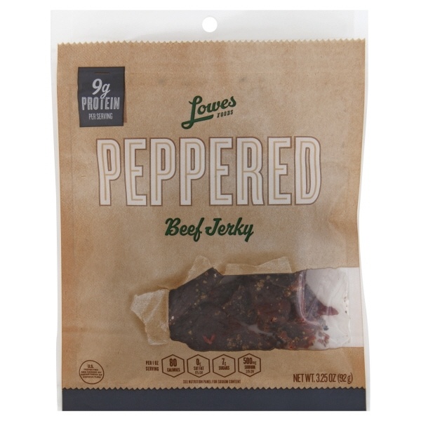 slide 1 of 1, Lowes Foods Peppered Beef Jerky, 3.25 oz