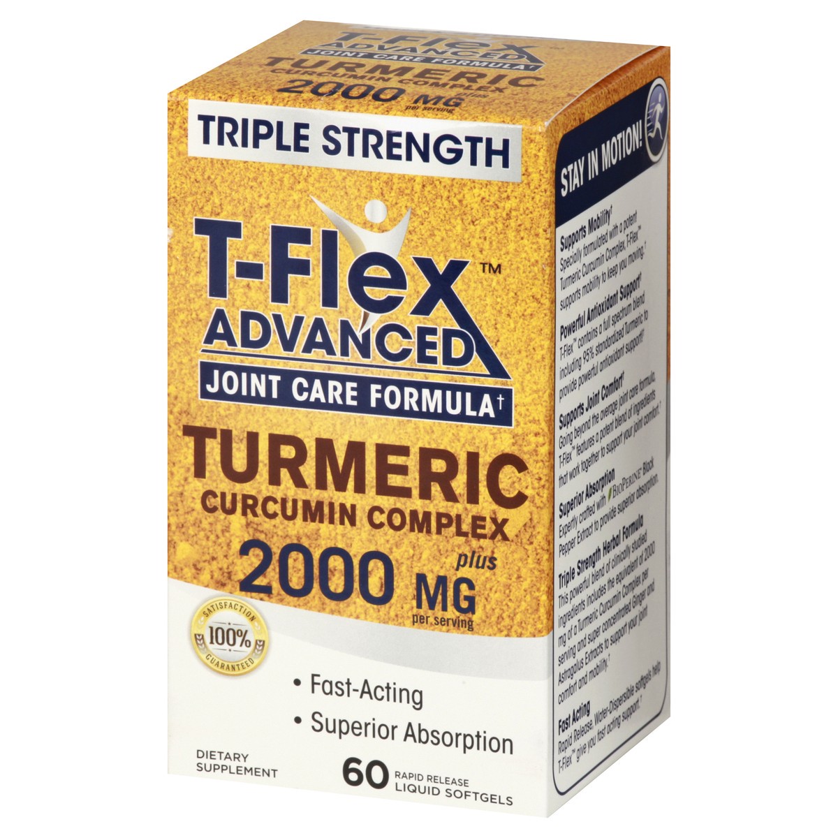 slide 11 of 12, T-Flex Advanced Liquid Softgels 2000 mg Triple Strength Joint Care Formula Turmeric Curcumin Complex 60 ea, 60 ct