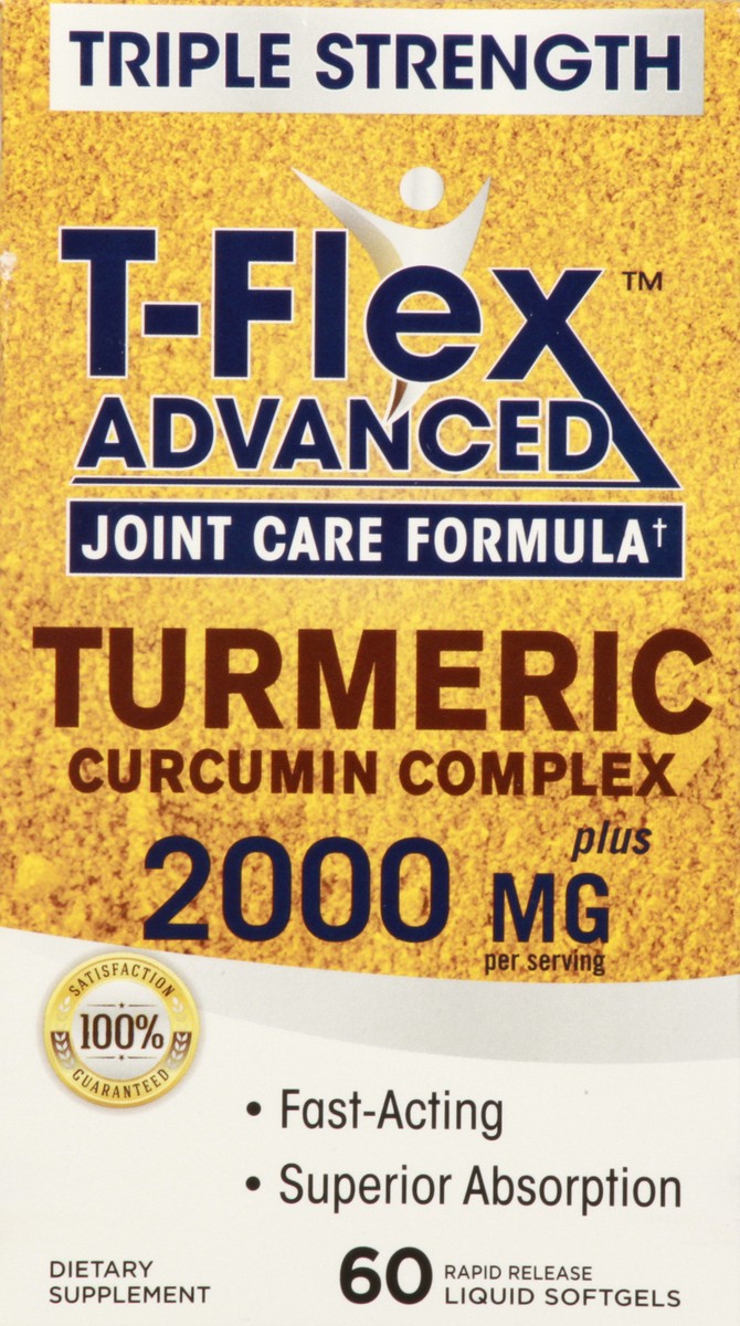 slide 4 of 12, T-Flex Advanced Liquid Softgels 2000 mg Triple Strength Joint Care Formula Turmeric Curcumin Complex 60 ea, 60 ct