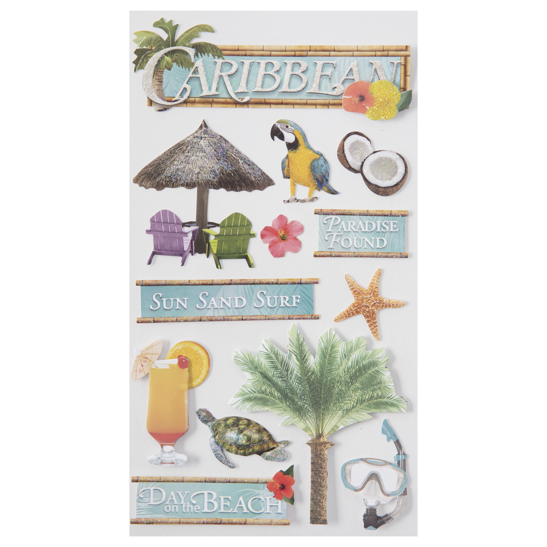 slide 5 of 5, Caribbean Stickers By Recollections, 4 in x 8.5 in