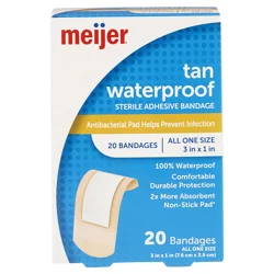 Meijer Waterproof Adhesive Bandages, Antibacterial, 20 Count