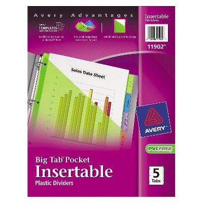 slide 1 of 1, Avery Big Tab Insertable Pocket Dividers, 5 ct