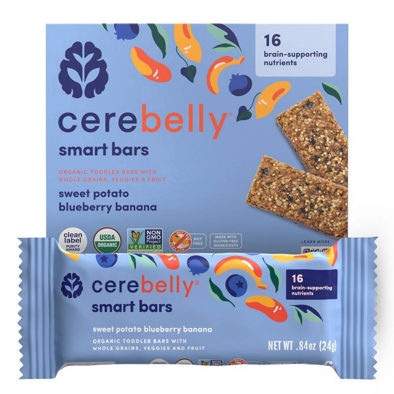 slide 1 of 5, Cerebelly Organic Toddler Blueberry Banana Sweet Potato Smart Snack Bars 5PK, 5 ct