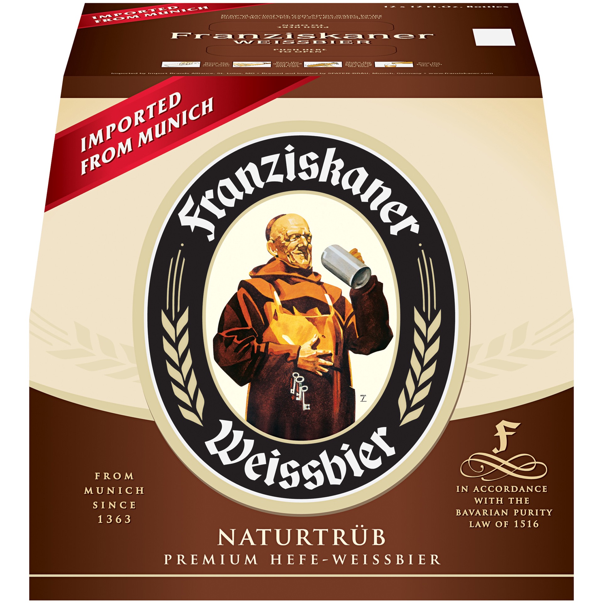 slide 3 of 3, Spaten-Franziskaner-Bräu Hefeweizen, 12 Pack 12 FL OZ Bottles, 144 fl oz