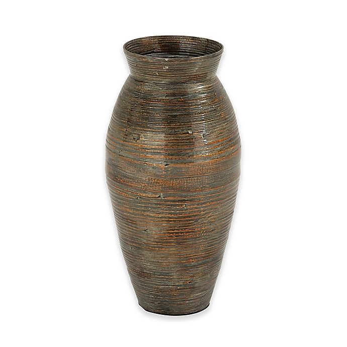 slide 1 of 5, Ridge Road Decor Bamboo Wood Urn Vase - Mocha, 1 ct