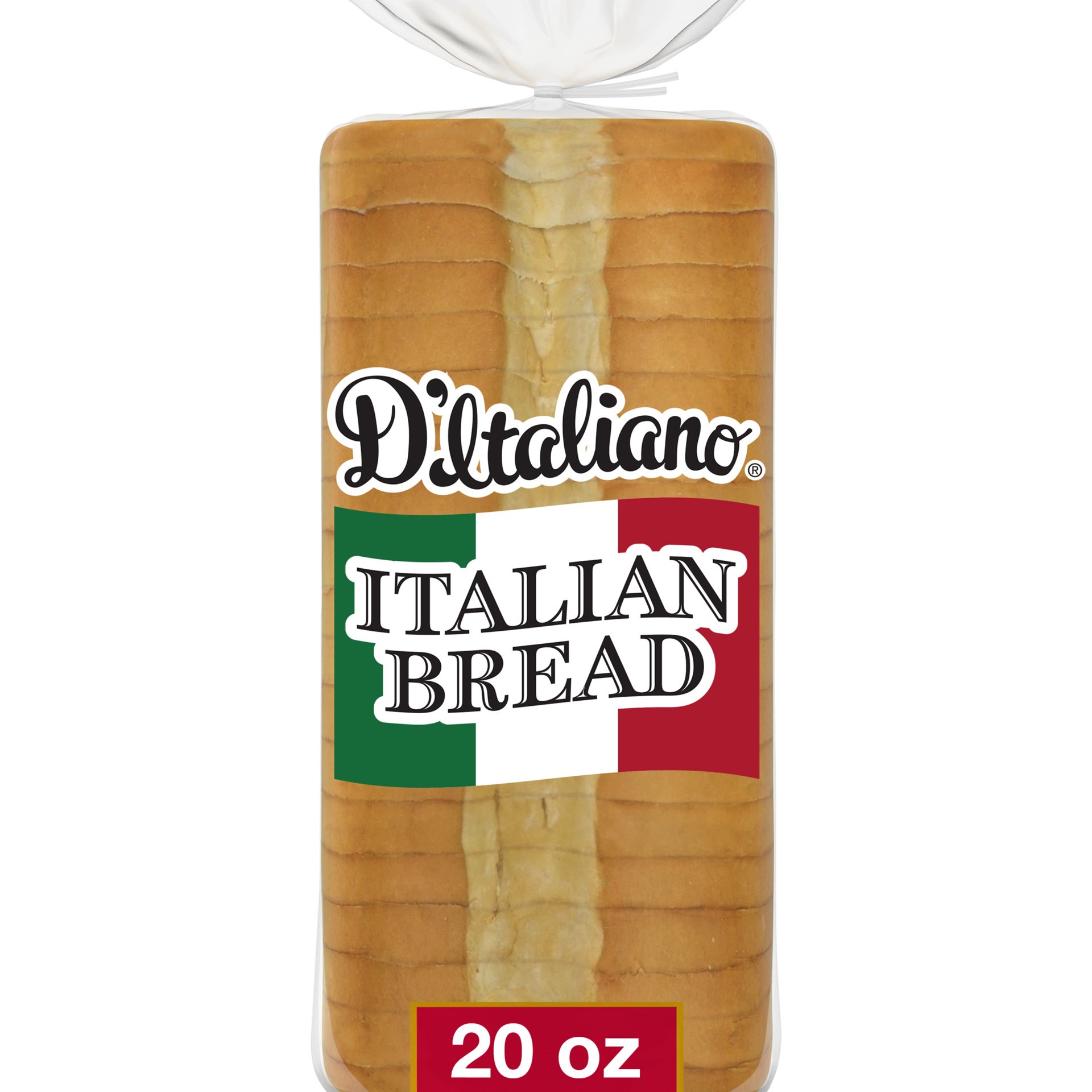 slide 1 of 9, D'Italiano Italian Bread, 20 oz, White Italian Bread, Bag, 20 oz