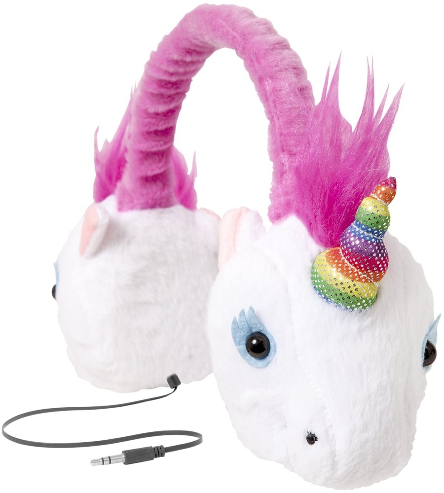 slide 1 of 1, ReTrak Retractable Animalz Unicorn Headphones - White/Pink, 1 ct