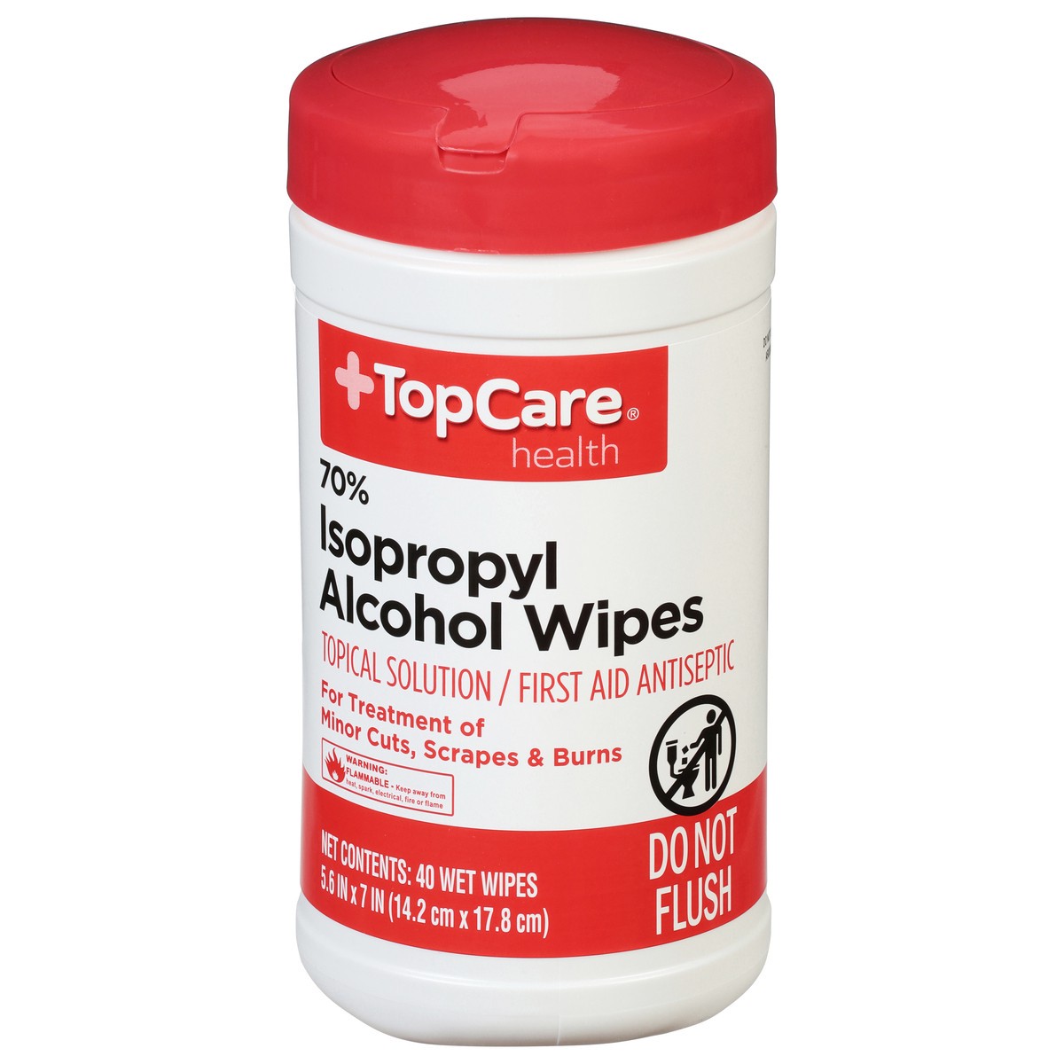 slide 5 of 10, TopCare Health 70% Isopropyl Alcohol Wipes 40 ea, 40 ct