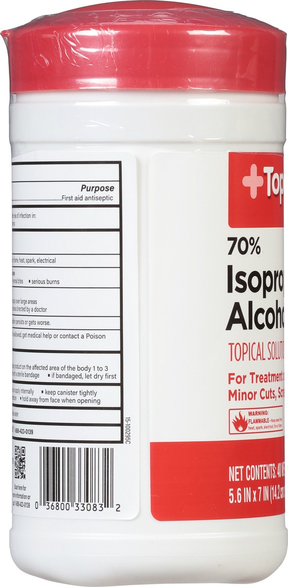 slide 7 of 10, TopCare Health 70% Isopropyl Alcohol Wipes 40 ea, 40 ct