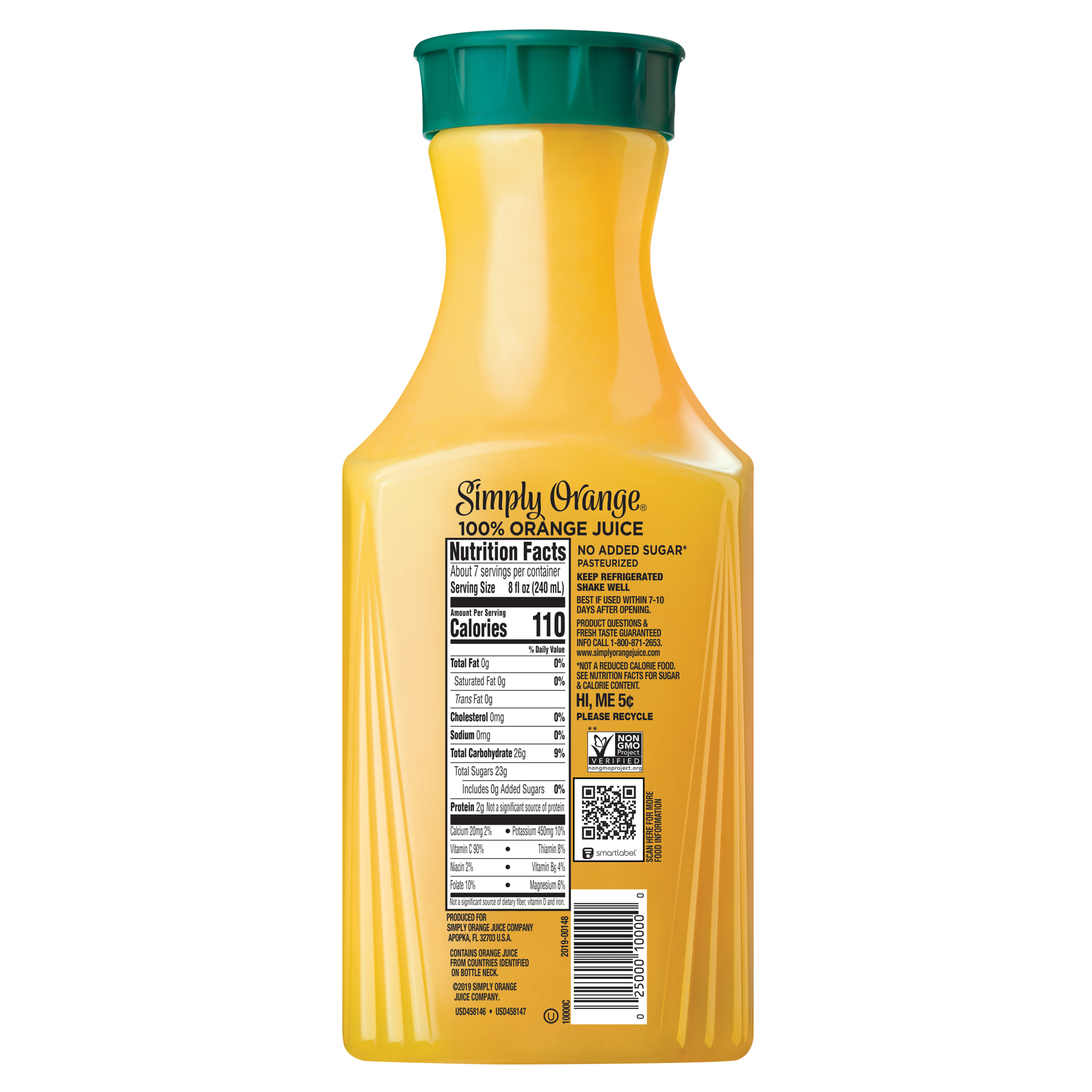 slide 3 of 5, Simply Orange Pulp Free Juice Bottle, 52 fl oz, 52 fl oz