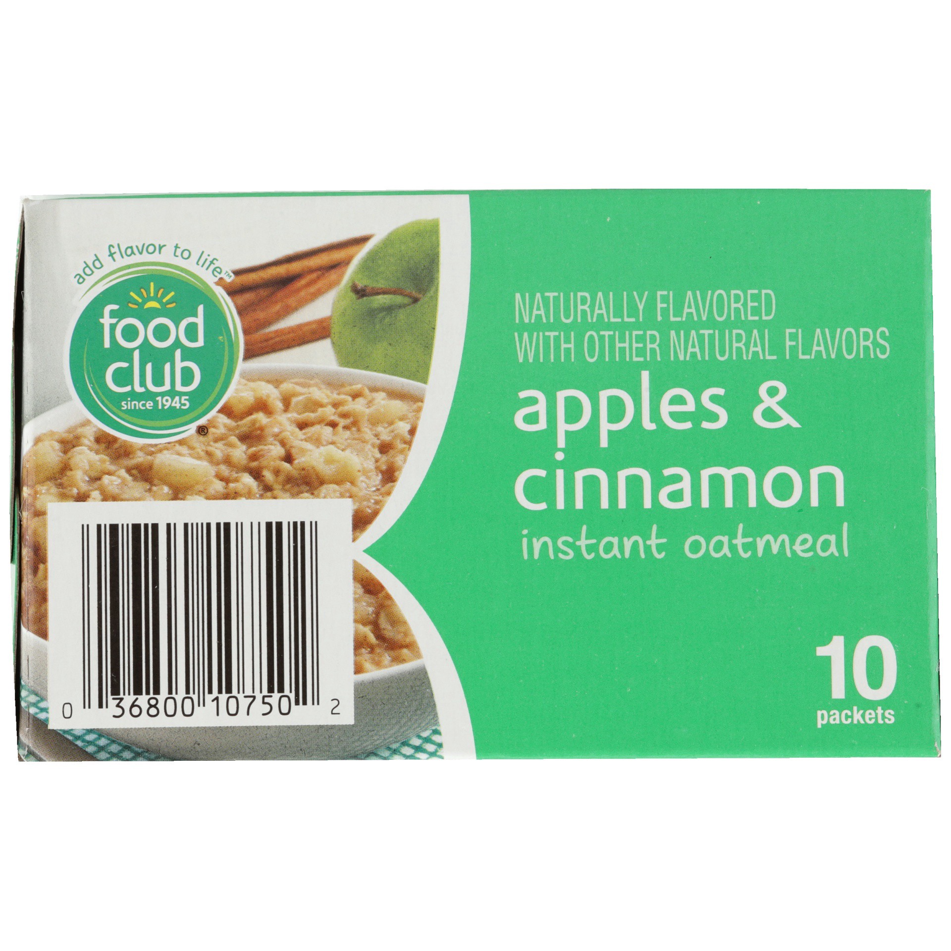 slide 2 of 6, Food Club Instant Oatmeal, Apples & Cinnamon 10-1.23 Oz, 12.35 oz