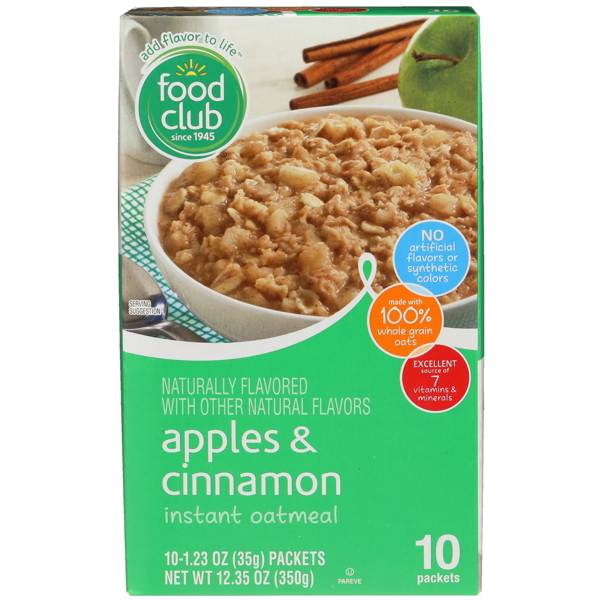 slide 1 of 6, Food Club Instant Oatmeal, Apples & Cinnamon 10-1.23 Oz, 12.35 oz