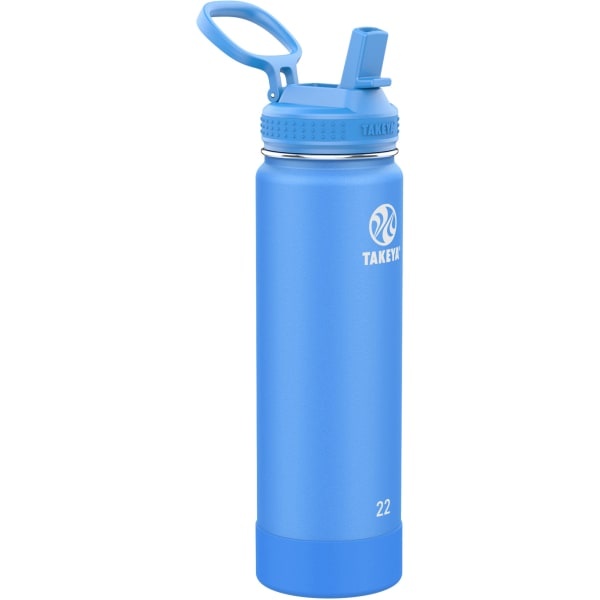 slide 1 of 2, Takeya Actives Insulated Water Bottle With Straw Lid, 22 Oz, Cobalt, 1 ct