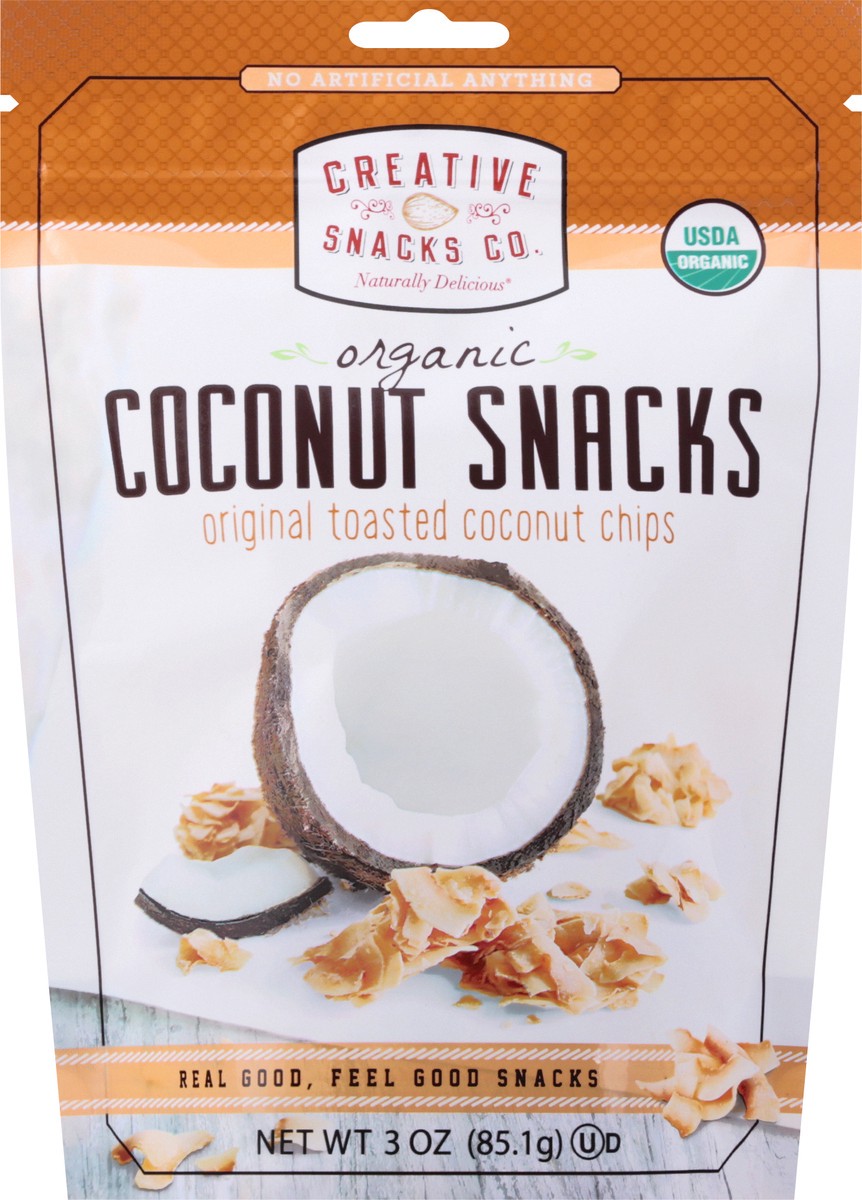 slide 1 of 13, Creative Snacks Organic Toasted Original Coconut Chips 3 oz, 3 oz