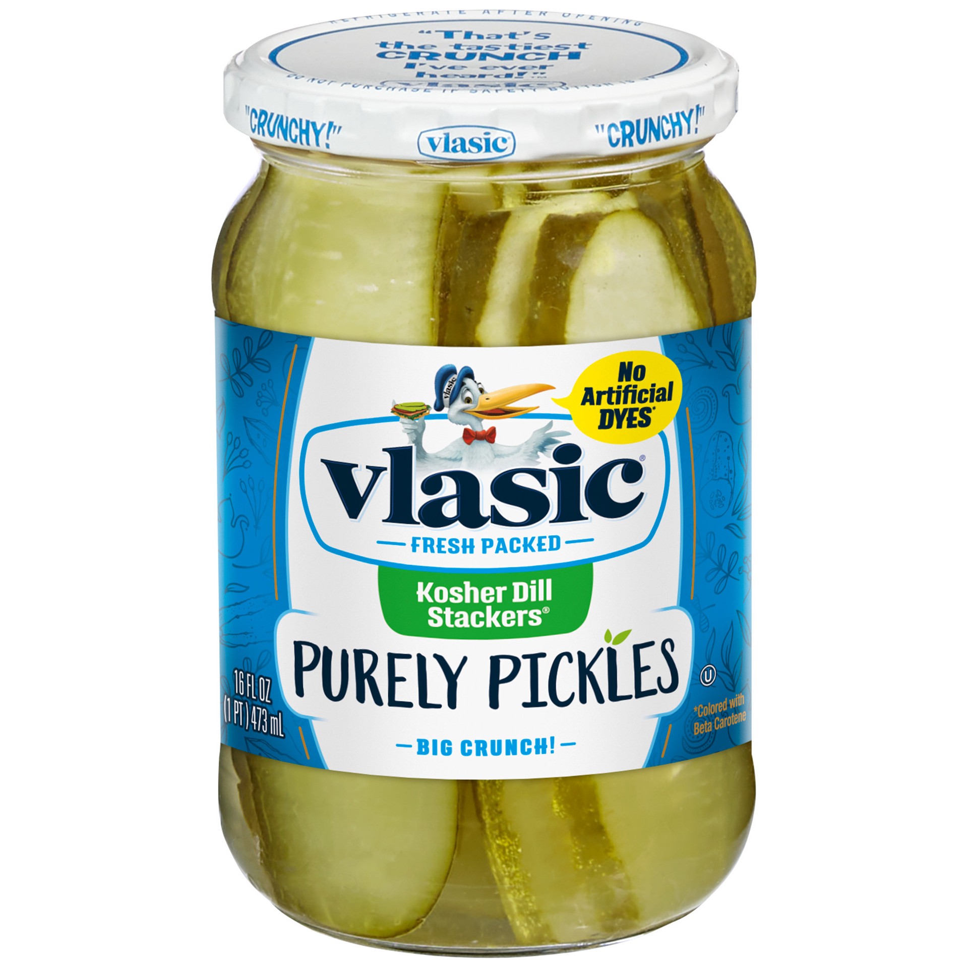 slide 1 of 3, Vlasic Purely Pickles Kosher Dill Stackers, 16 fl oz., 16 fl oz