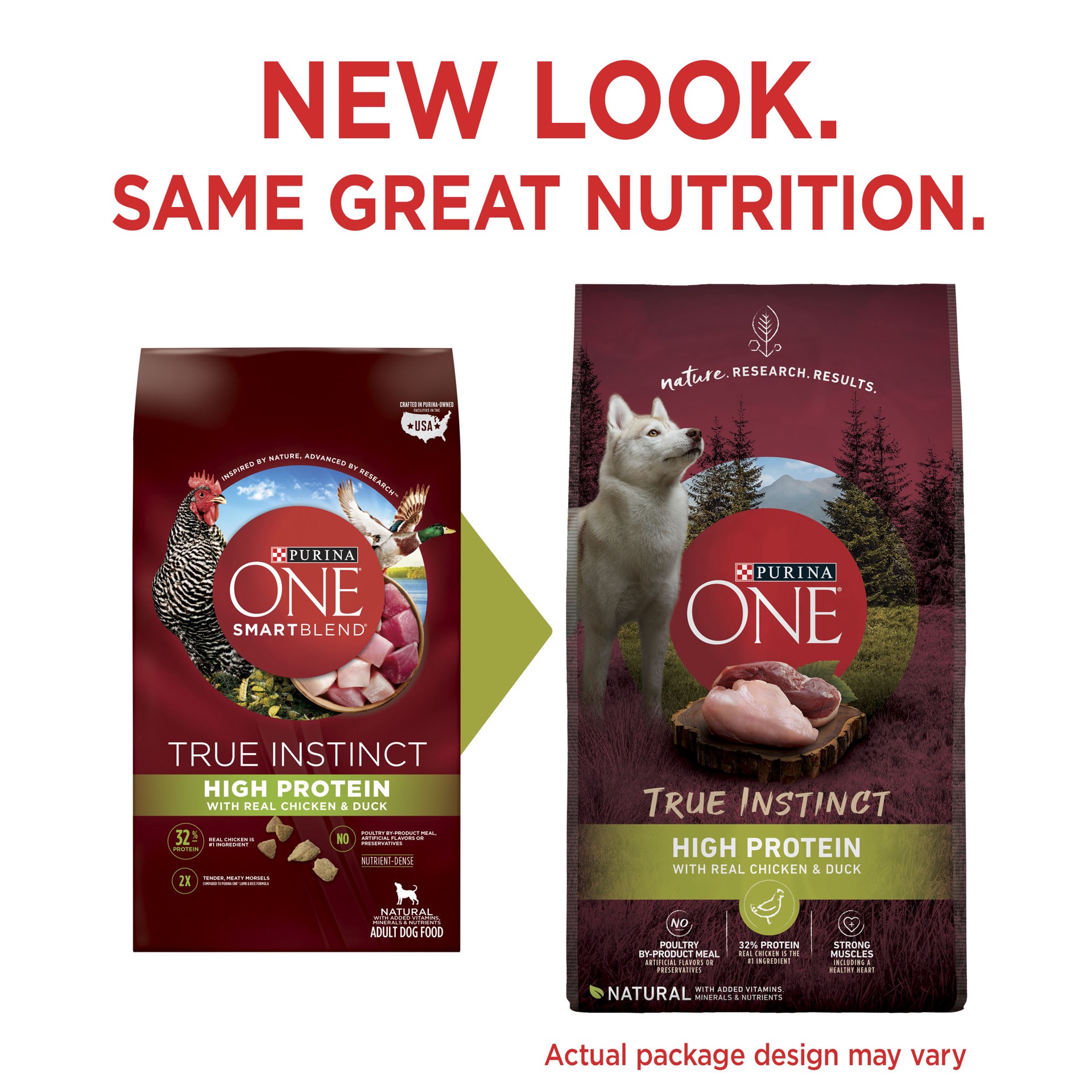 slide 8 of 9, ONE Purina ONE True Instinct High Protein Dry Dog Food Formula with Real Chicken and Duck Natural with Added Vitamins and Minerals Dog Food, 3.80 lb