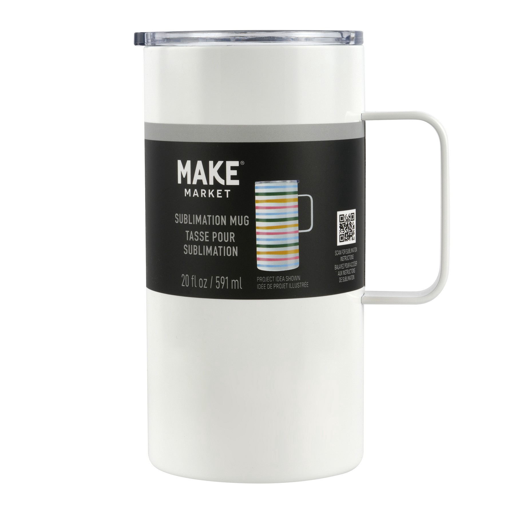 slide 2 of 2, 20oz. White Stainless Steel Sublimation Mug With Lid By Make Market, 20 oz